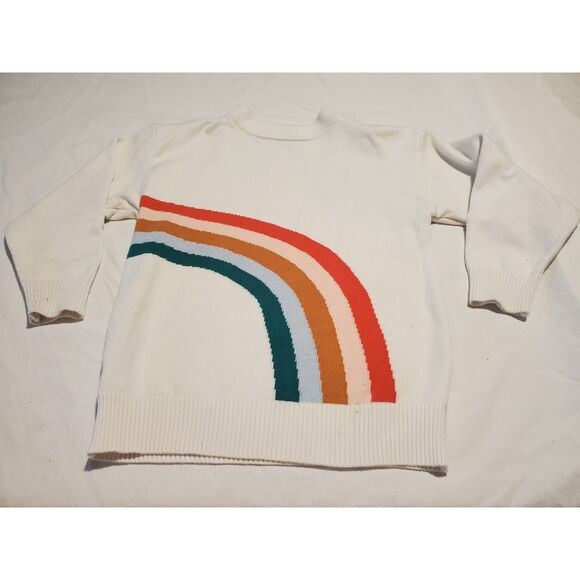 🌍5/$10🌎 Oopsie Daisy Girls Size 7/8 White Sweater with Rainbow - Picture 1 of 8